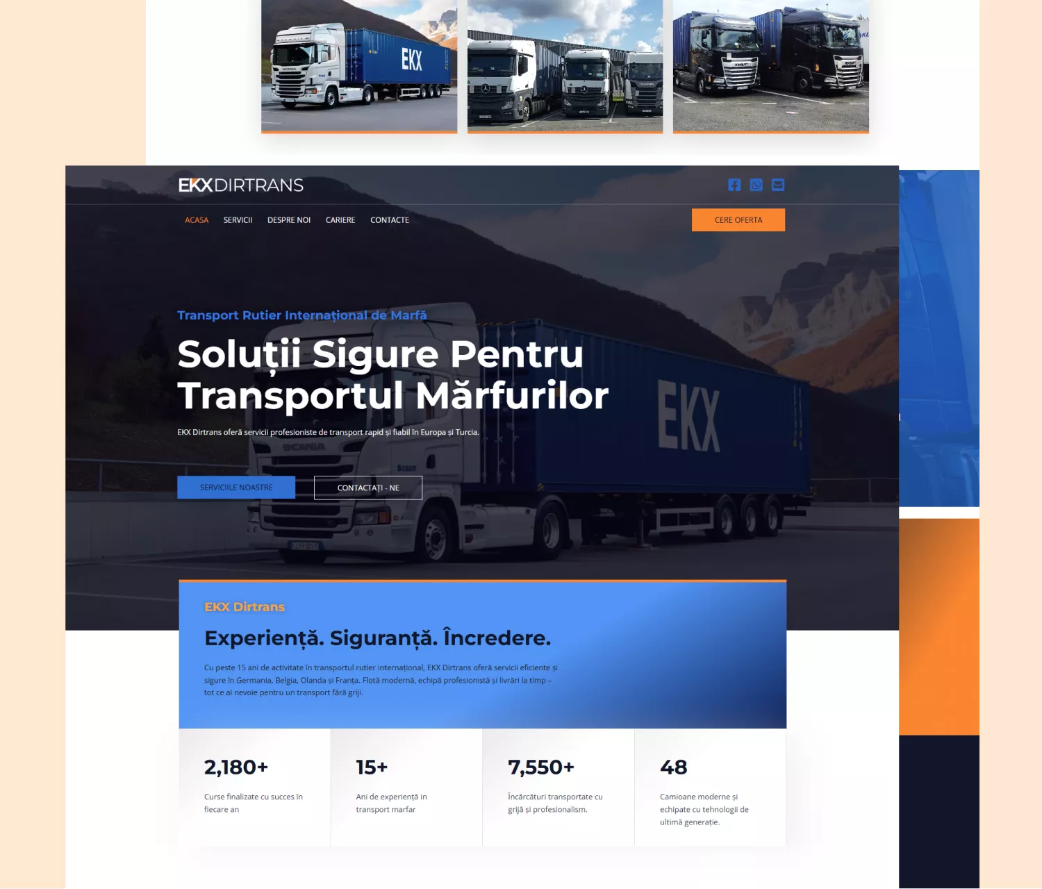 ekxdirtrans website dezvoltatat de crearesiteuri Romania