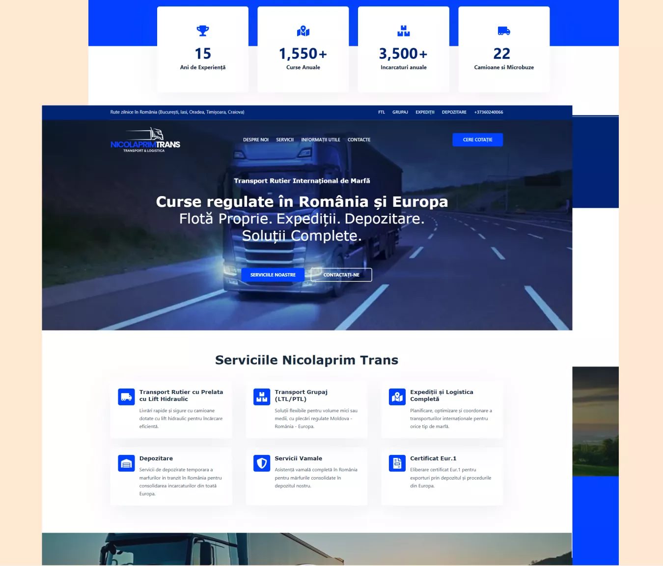 nicolaprim trans website dezvoltat de creare site Romania