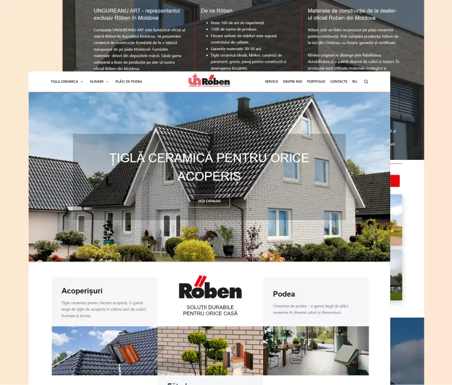 roben.md website dezvoltat de creare siteuri Romania