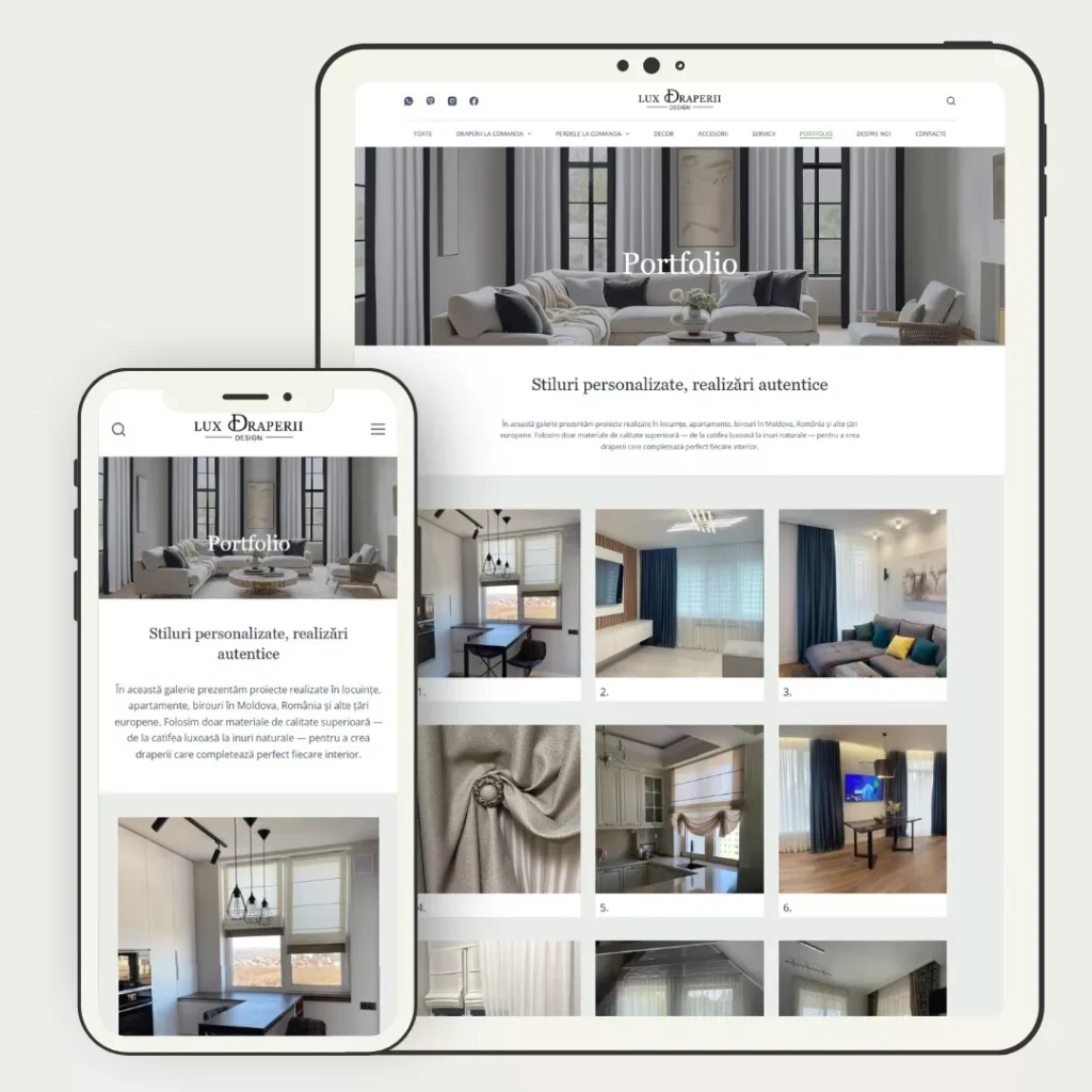 Proiect realizat- Lux Draperii Design - Site prezentare cu portofoliu