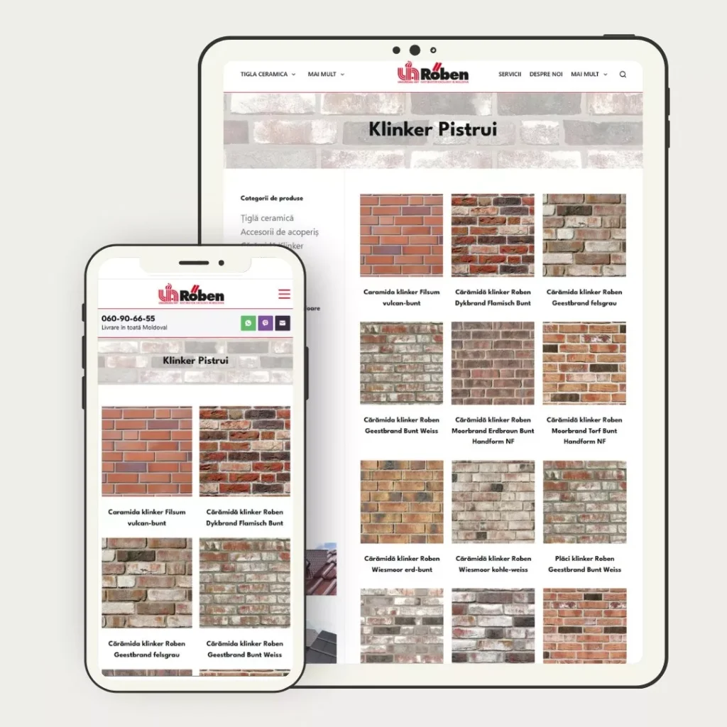 Proiect realizat- Roben.md - Site corporativ cu catalog de producție 1