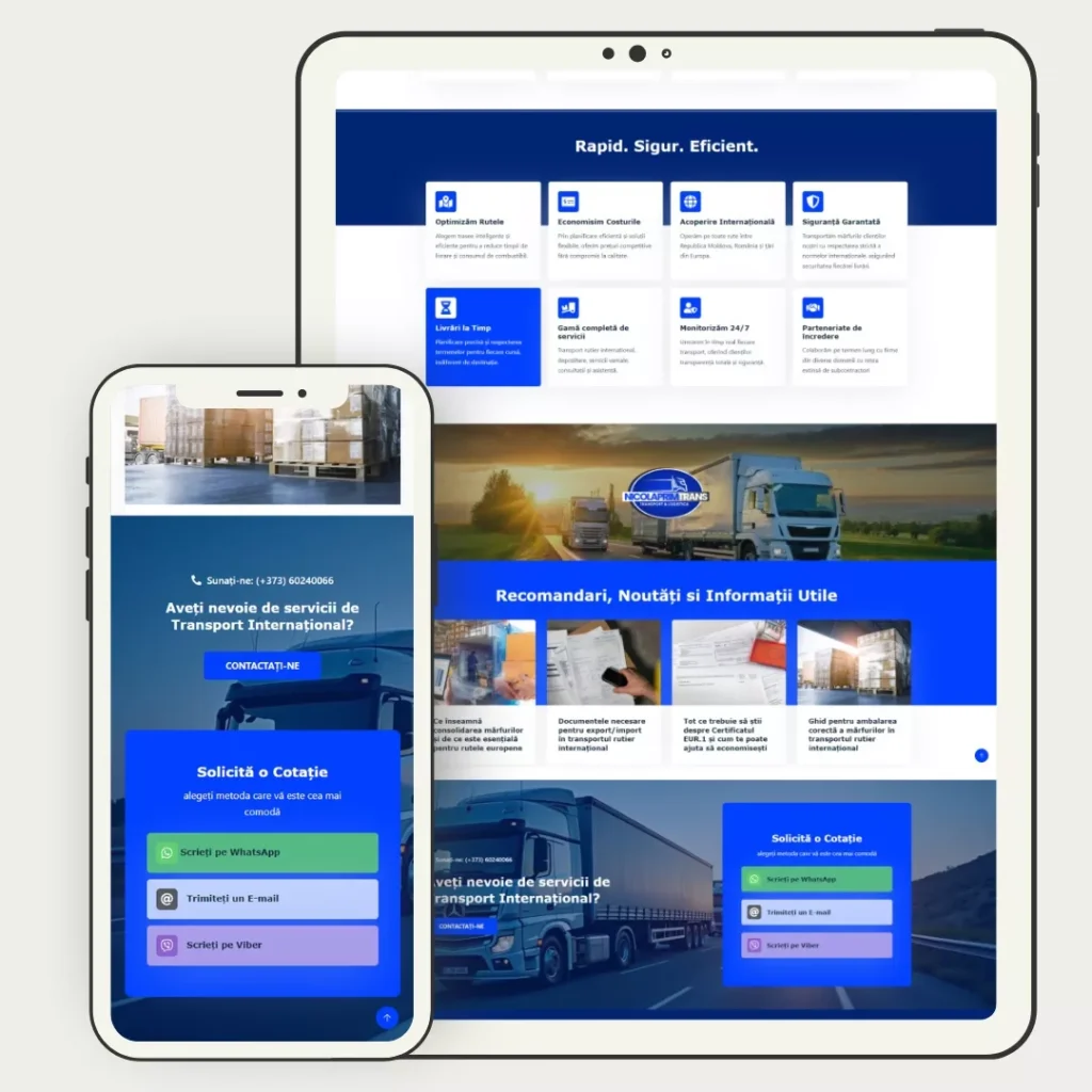 nicolaprim trans creare site corporativ transport logistica