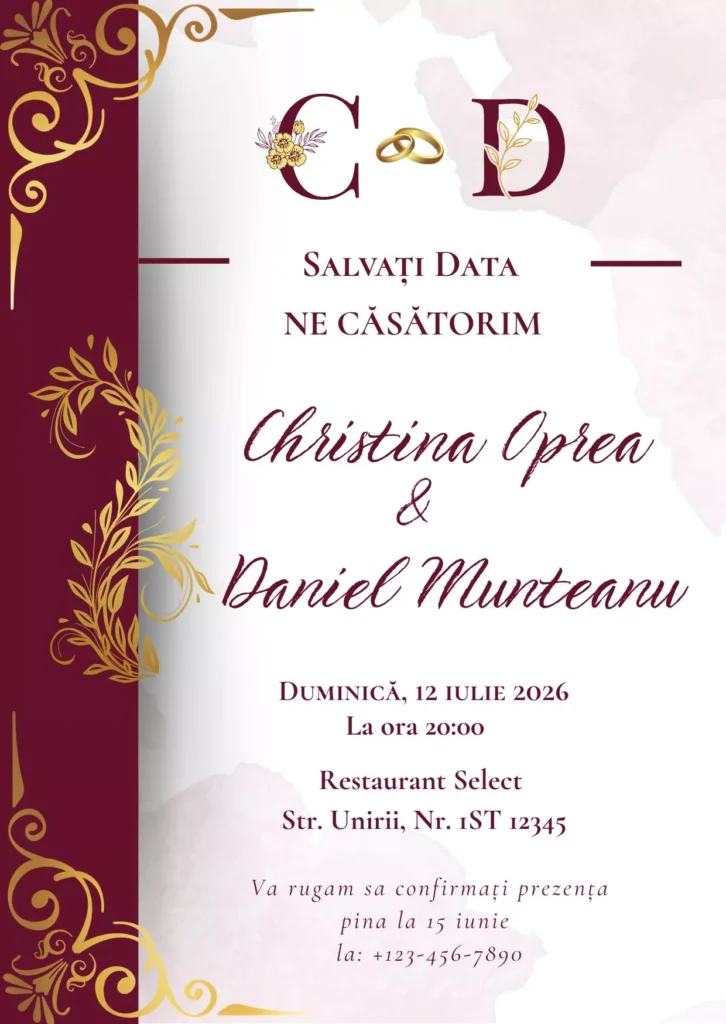 invitatie digitala la nunta Romania
