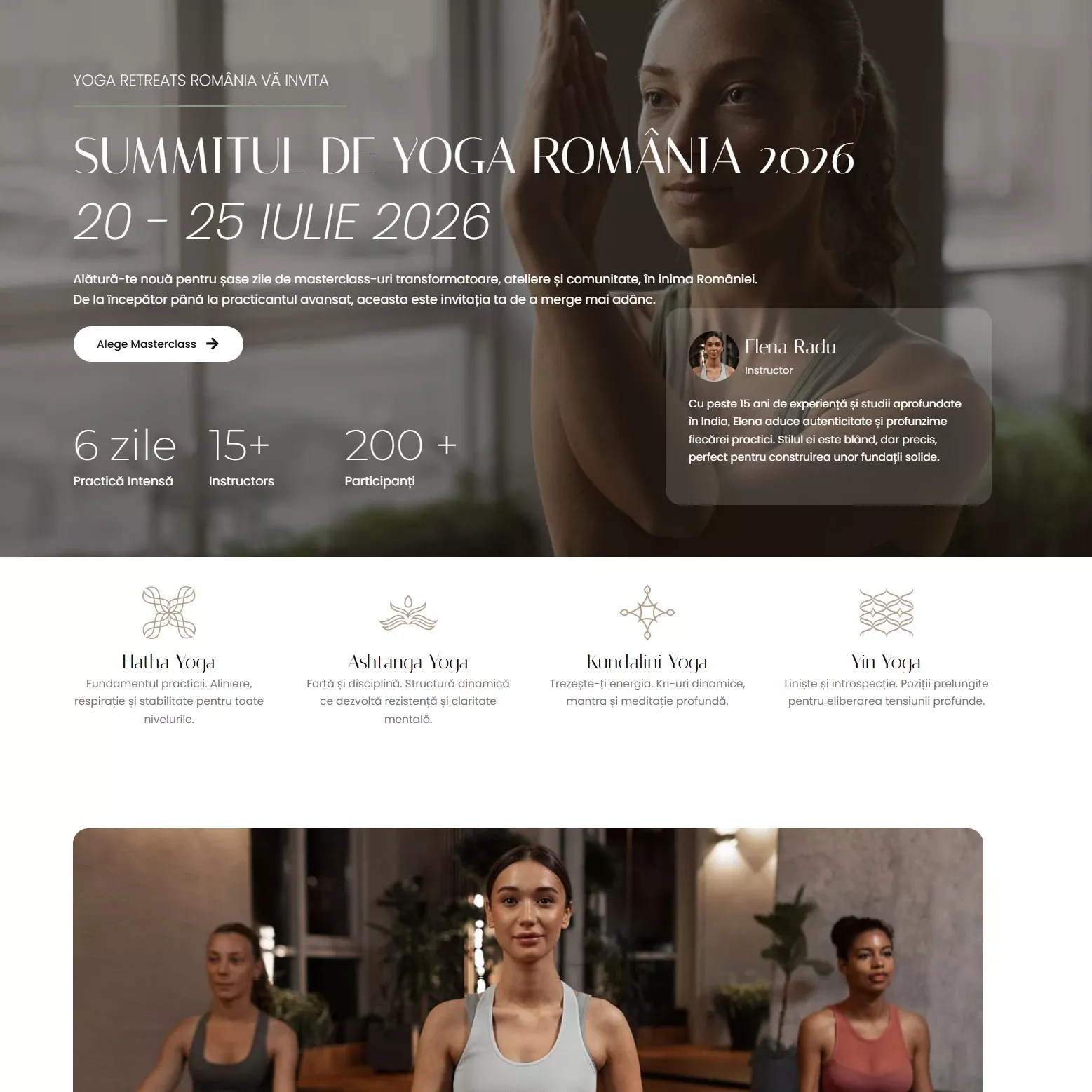 proiect realizat invitatie online la yoga masterclass