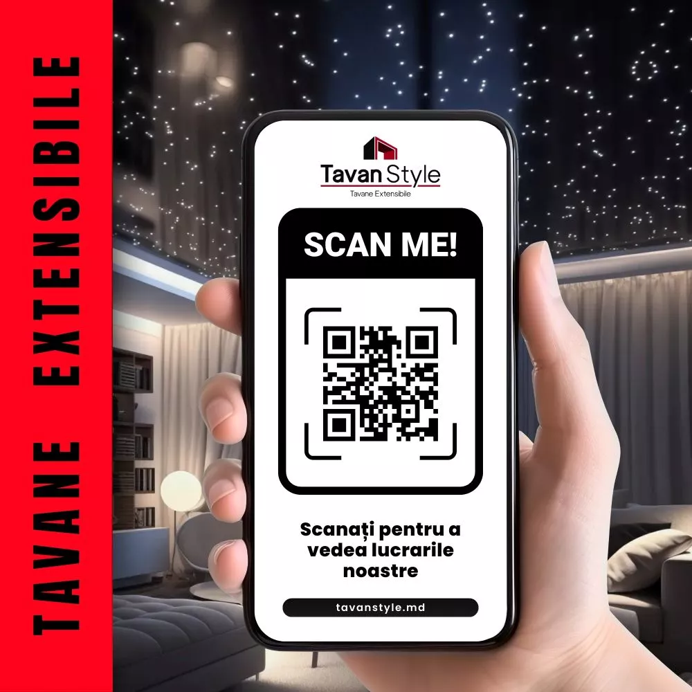 banner marketing cu QR cod pentru site tavanstyle