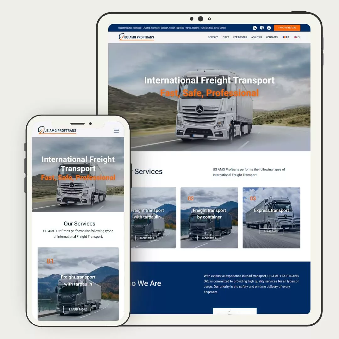 US AMG Proftrans website dezvoltat de creare siteuri România
